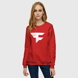 Свитшот хлопковый женский FAZE Symbol, цвет: красный — фото 2