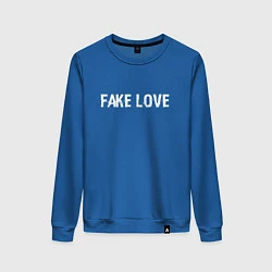 Свитшот хлопковый женский FAKE LOVE, цвет: синий