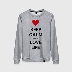 Свитшот хлопковый женский Keep Calm & Love Life, цвет: меланж