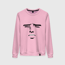 Свитшот хлопковый женский Лицо в стиле аниме, цвет: светло-розовый