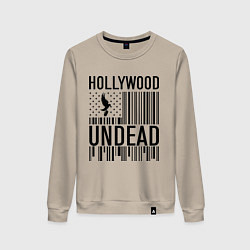Свитшот хлопковый женский Hollywood Undead: flag, цвет: миндальный
