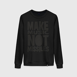 Свитшот хлопковый женский Make Music Not Missiles, цвет: черный