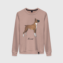 Свитшот хлопковый женский Немецкий Боксер, цвет: пыльно-розовый