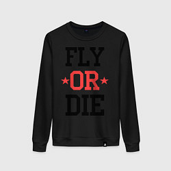 Свитшот хлопковый женский Fly or Die, цвет: черный