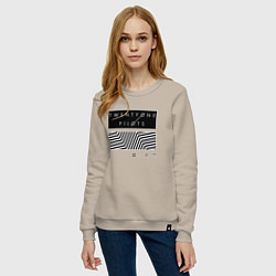 Свитшот хлопковый женский TOP: Geometry, цвет: миндальный — фото 2