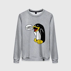 Свитшот хлопковый женский Пингвин: Linux, цвет: меланж