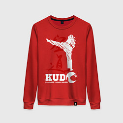 Свитшот хлопковый женский Kudo, цвет: красный