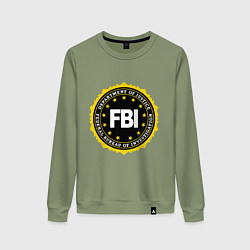 Свитшот хлопковый женский FBI Departament, цвет: авокадо