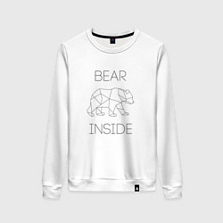 Свитшот хлопковый женский Bear Inside, цвет: белый