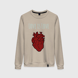 Свитшот хлопковый женский Love Is Love, цвет: миндальный
