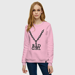 Свитшот хлопковый женский Bad girl chain цвета светло-розовый — фото 2