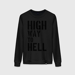 Свитшот хлопковый женский High way to hell, цвет: черный