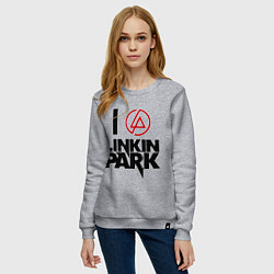 Свитшот хлопковый женский I love Linkin Park, цвет: меланж — фото 2