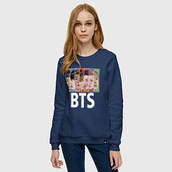 Свитшот хлопковый женский BTS: Boys Faces, цвет: тёмно-синий — фото 2