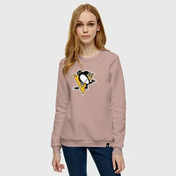 Свитшот хлопковый женский Pittsburgh Penguins: Evgeni Malkin, цвет: пыльно-розовый — фото 2