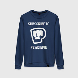 Свитшот хлопковый женский Subscribe to PewDiePie, цвет: тёмно-синий