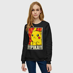 Свитшот хлопковый женский Pikachu: Pika Pika, цвет: черный — фото 2