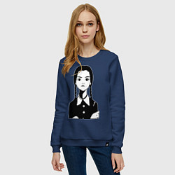 Свитшот хлопковый женский Wednesday Addams, цвет: тёмно-синий — фото 2