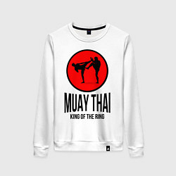 Свитшот хлопковый женский Muay thai fighters, цвет: белый