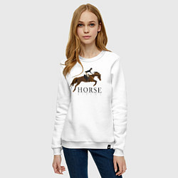 Свитшот хлопковый женский HORSE RIDING, цвет: белый — фото 2