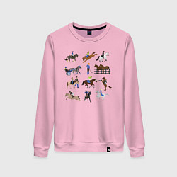 Свитшот хлопковый женский Конный виды спорта, цвет: светло-розовый