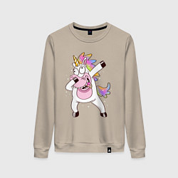 Свитшот хлопковый женский Dabbing Unicorn, цвет: миндальный