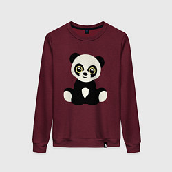 Свитшот хлопковый женский Милая панда, цвет: меланж-бордовый