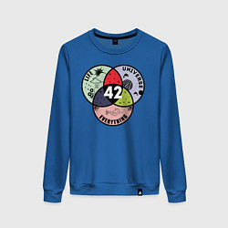 Свитшот хлопковый женский Life Universe Everything, цвет: синий