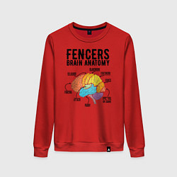 Свитшот хлопковый женский Fences Brain Anatomy, цвет: красный