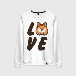 Свитшот хлопковый женский Love Corgi, цвет: белый