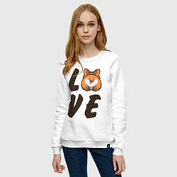 Свитшот хлопковый женский Love Corgi, цвет: белый — фото 2