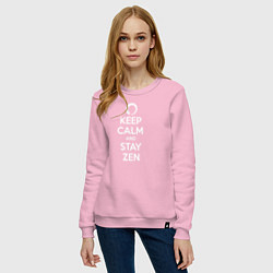 Свитшот хлопковый женский Keep calm & stay Zen, цвет: светло-розовый — фото 2