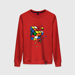 Свитшот хлопковый женский Кубик Рубика, цвет: красный