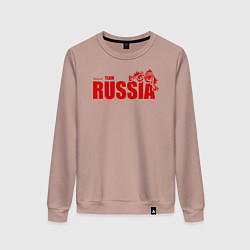 Свитшот хлопковый женский Russia, цвет: пыльно-розовый
