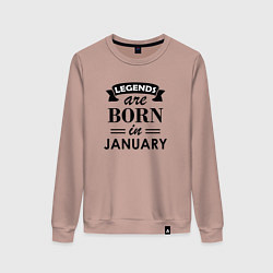 Свитшот хлопковый женский Legends are born in january, цвет: пыльно-розовый