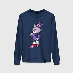Свитшот хлопковый женский SONIC Кошка Блейз, цвет: тёмно-синий