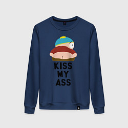 Свитшот хлопковый женский KISS MY ASS, цвет: тёмно-синий