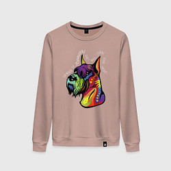 Свитшот хлопковый женский Берегись шнауцеров!, цвет: пыльно-розовый