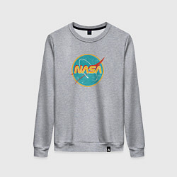 Свитшот хлопковый женский NASA винтажный логотип, цвет: меланж