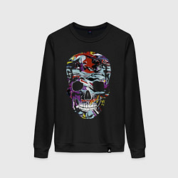 Свитшот хлопковый женский Skull 2055, цвет: черный