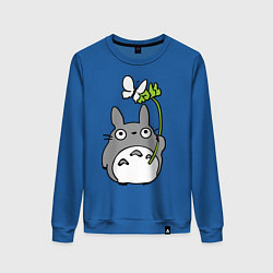 Свитшот хлопковый женский Totoro и бабочка, цвет: синий