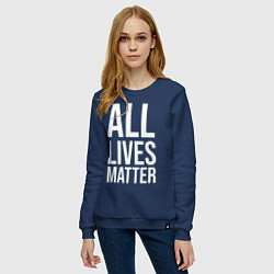 Свитшот хлопковый женский ALL LIVES MATTER, цвет: тёмно-синий — фото 2