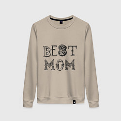 Свитшот хлопковый женский Лучшая мама - best mom, цвет: миндальный