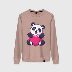 Свитшот хлопковый женский Панда love, цвет: пыльно-розовый