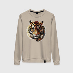 Свитшот хлопковый женский Тигр Tiger, цвет: миндальный