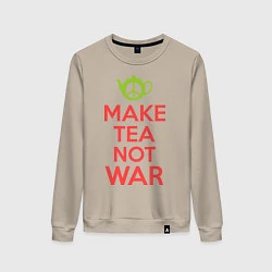 Свитшот хлопковый женский Make tea not war, цвет: миндальный