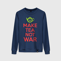 Свитшот хлопковый женский Make tea not war, цвет: тёмно-синий