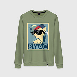 Свитшот хлопковый женский Rainbow Dash swag, цвет: авокадо