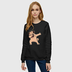 Свитшот хлопковый женский Мопс ДАБ, цвет: черный — фото 2