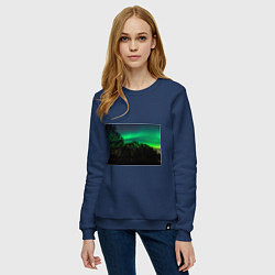 Свитшот хлопковый женский Северное сияние, цвет: тёмно-синий — фото 2